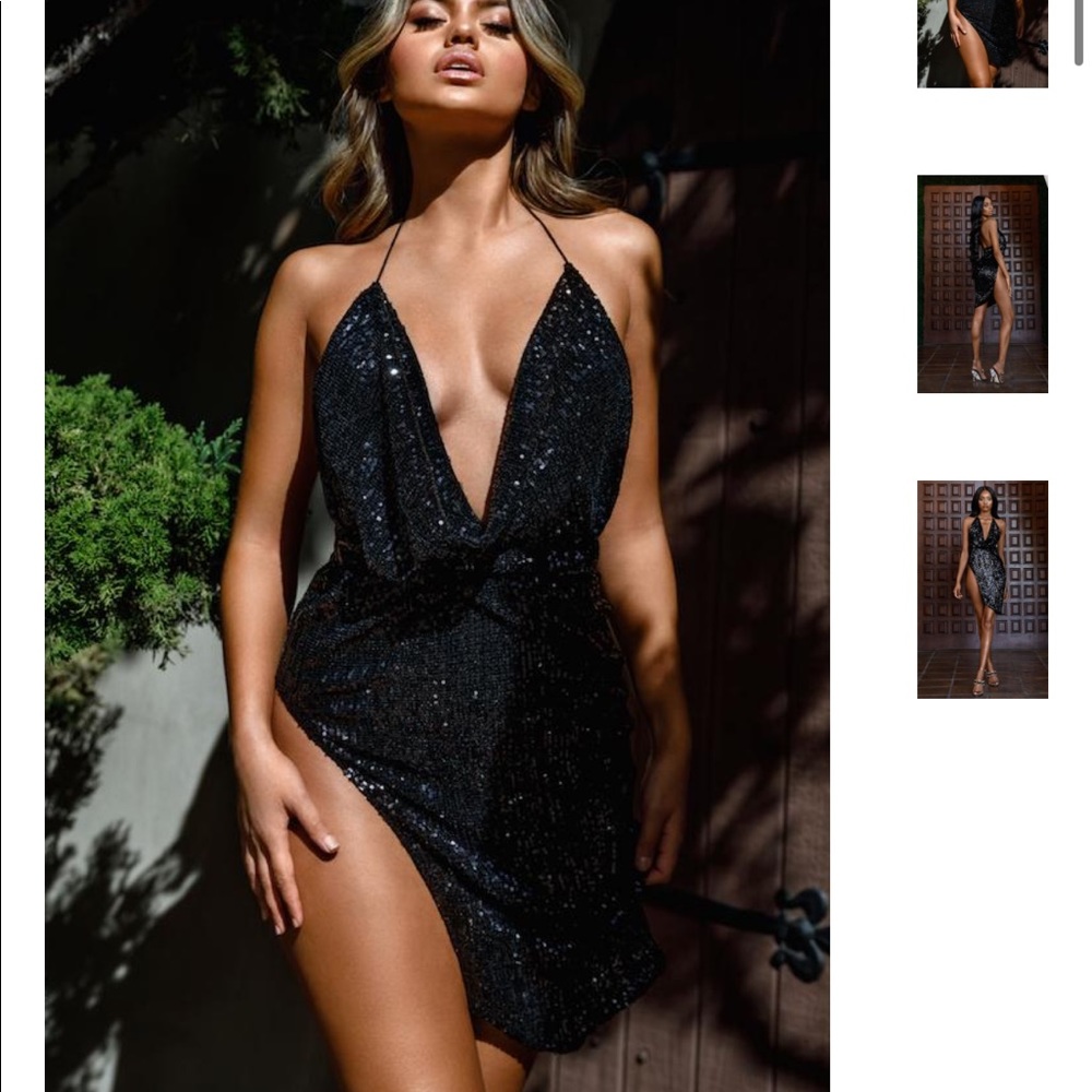 Short, black sequin dress